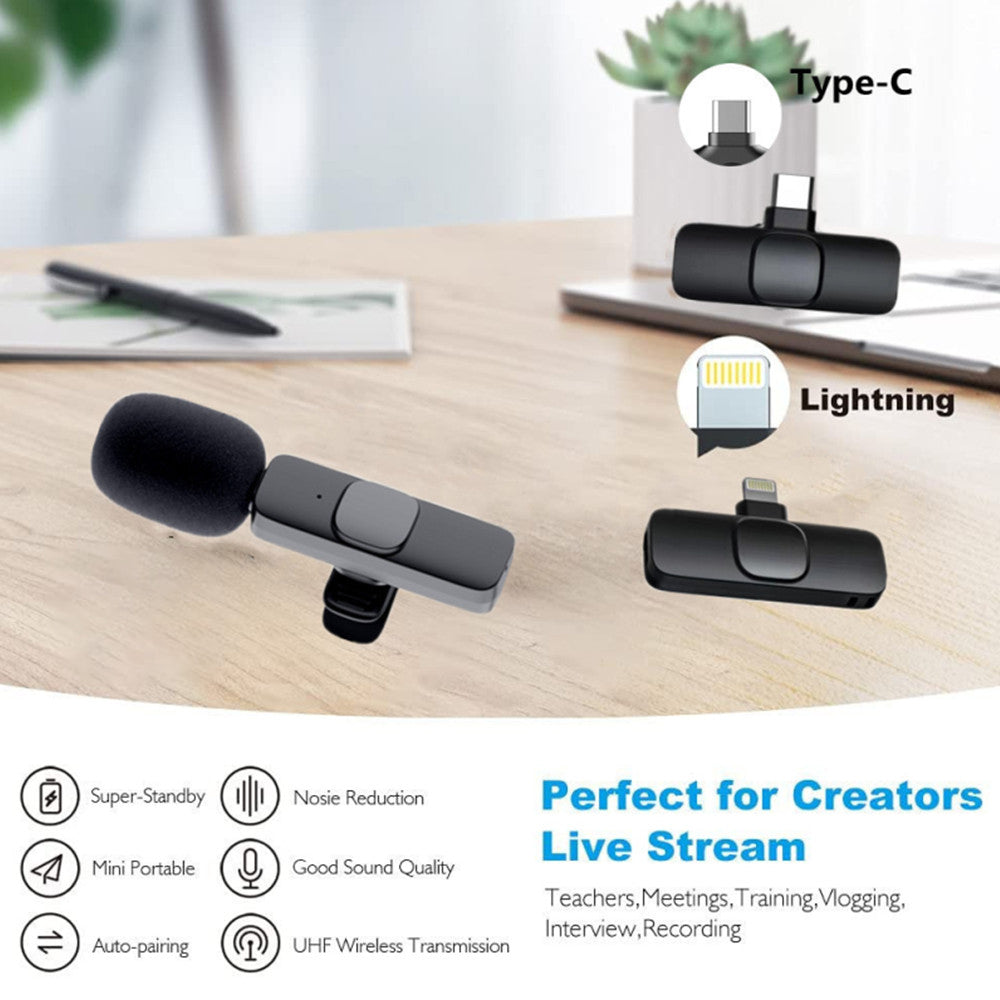 Microphone lavalier sans fil pour iPhone et Android