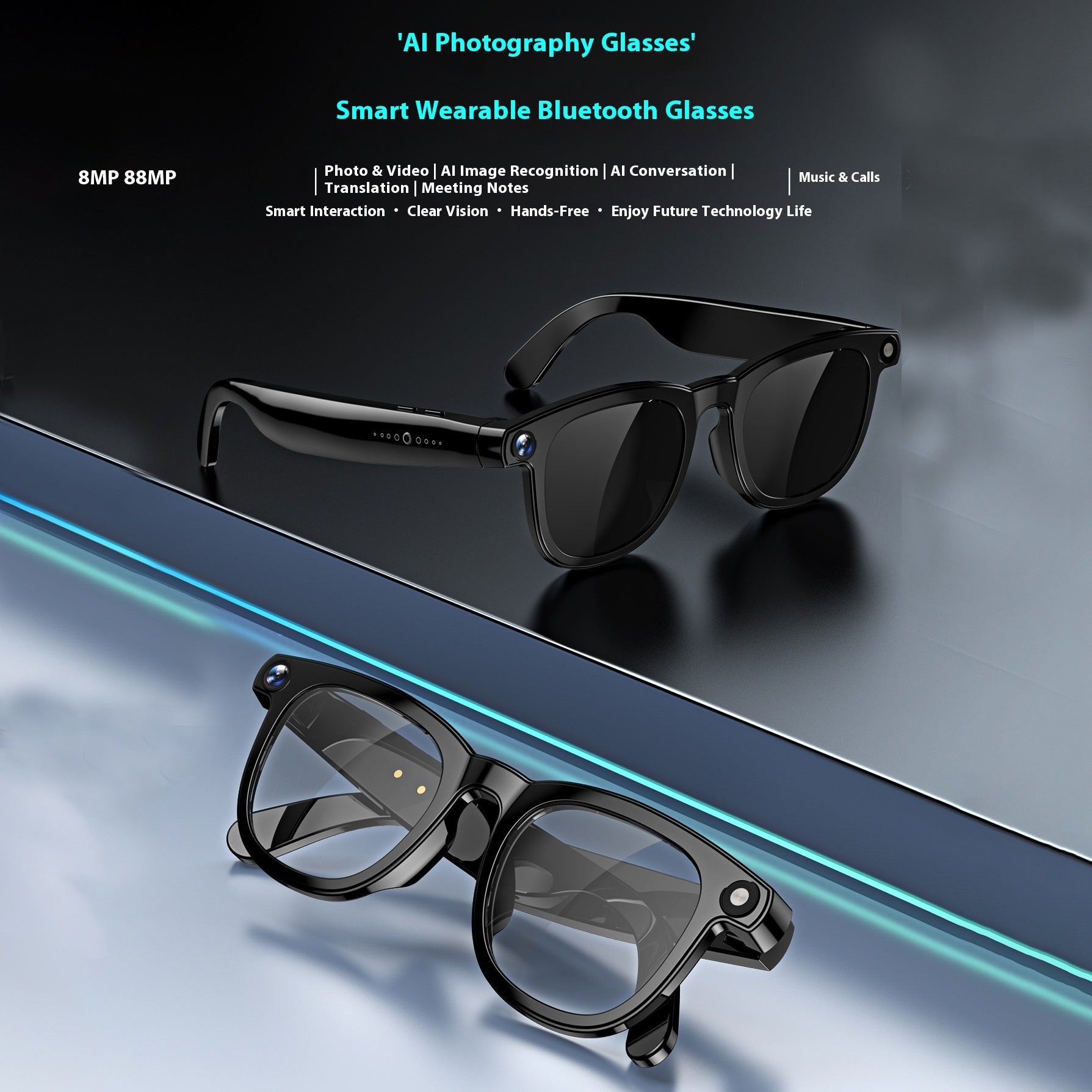 AI Smart Glasses 800W Double Lens