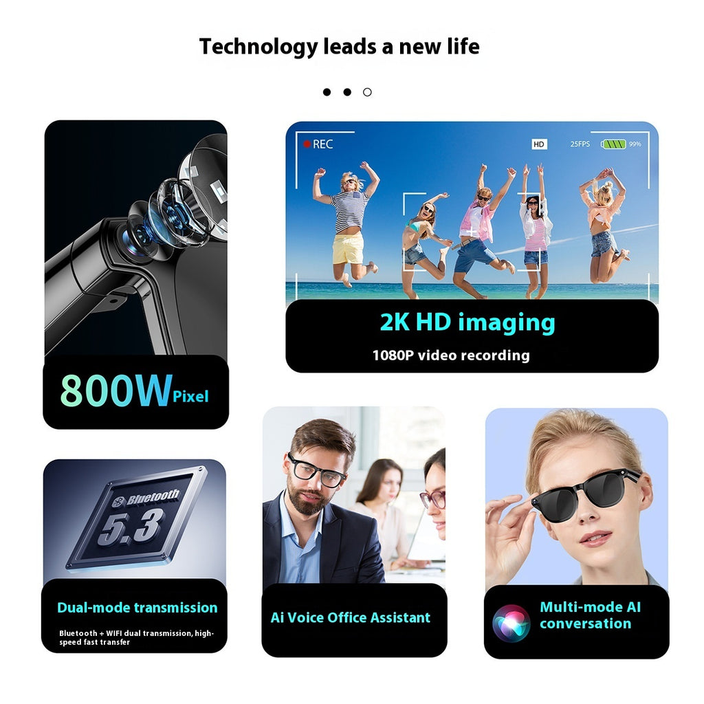 AI Smart Glasses with Dual Camera & Bluetooth