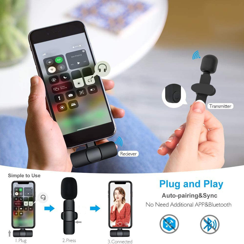 Microphone lavalier sans fil pour iPhone et Android